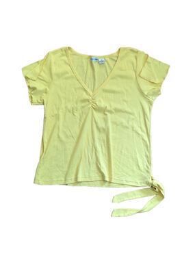 Extra Touch Yellow V Neck T Shirt Tee 2X